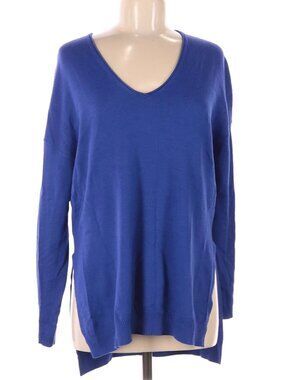 Trouve Viscose, Cashmere, Polyester Blend V-Neck Blue Oversized Sweater Size M